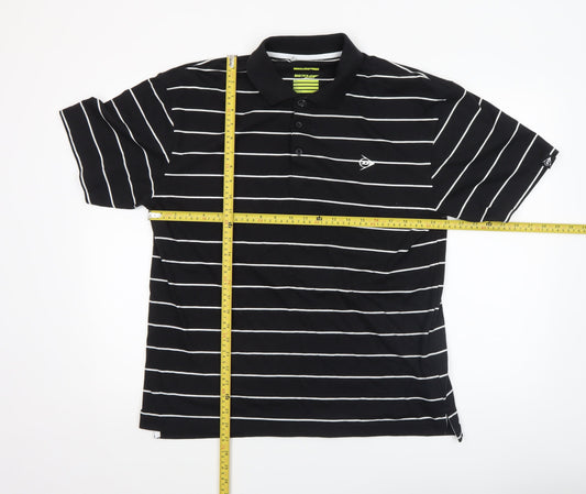 Dunlop Men’s Black Striped Regular Fit Polo Shirt Size L