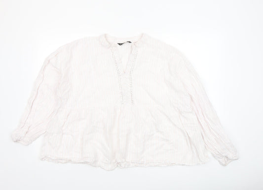 Womens UK Size XL Dunnes Ivory Peasant Blouse