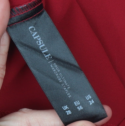Womens UK Size 28 Capsule Red Basic Blouse