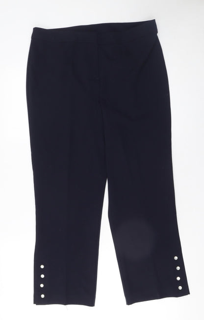 Womens UK Size 12 Kaleidoscope Regular Fit Cropped Black Trousers