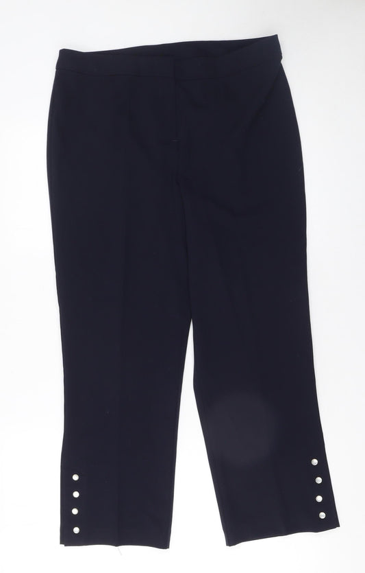 Womens UK Size 12 Kaleidoscope Regular Fit Cropped Black Trousers