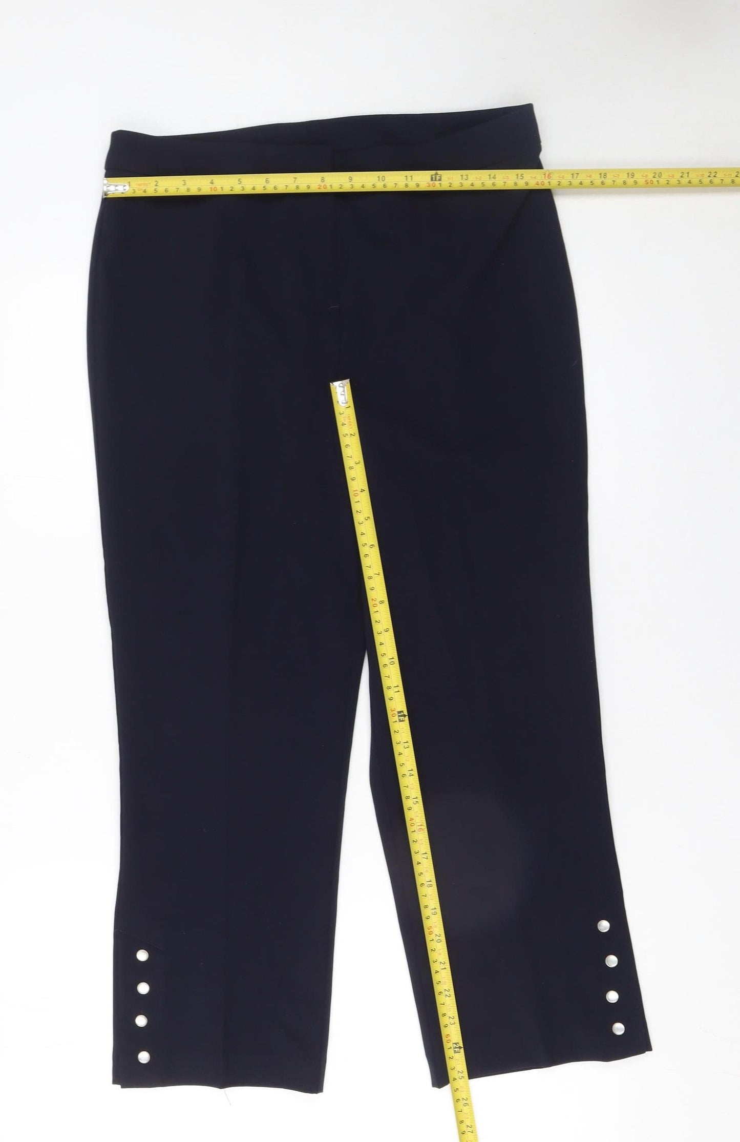 Womens UK Size 12 Kaleidoscope Regular Fit Cropped Black Trousers