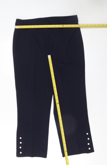 Womens UK Size 12 Kaleidoscope Regular Fit Cropped Black Trousers