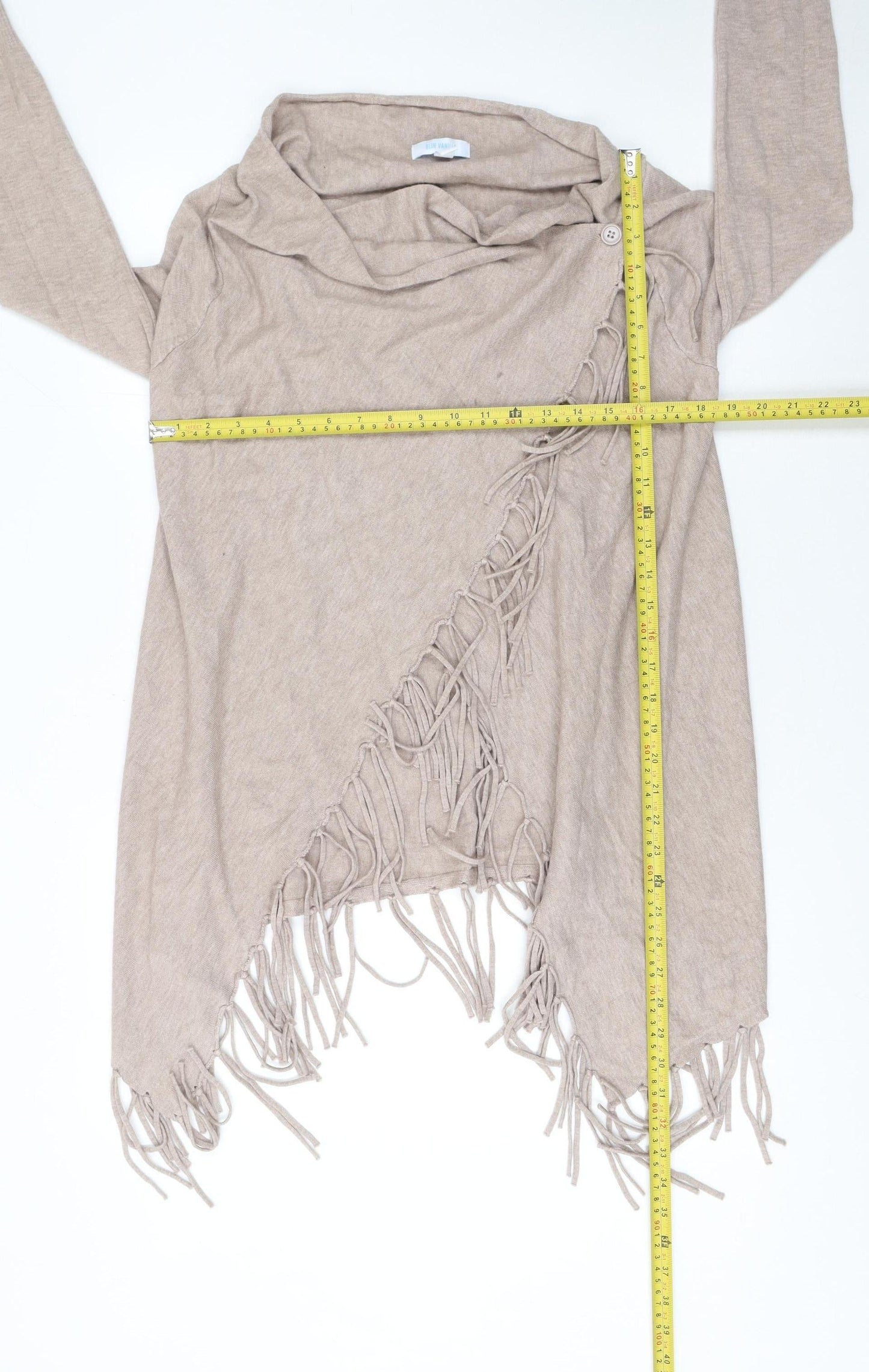 Womens UK Size M Blue Vanilla Beige Wrap Jumper