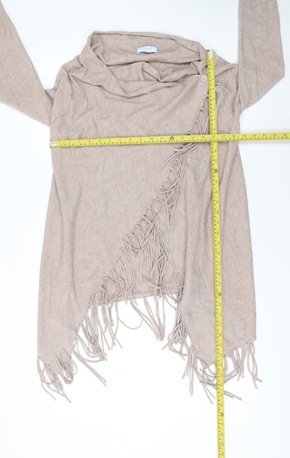 Womens UK Size M Blue Vanilla Beige Wrap Jumper