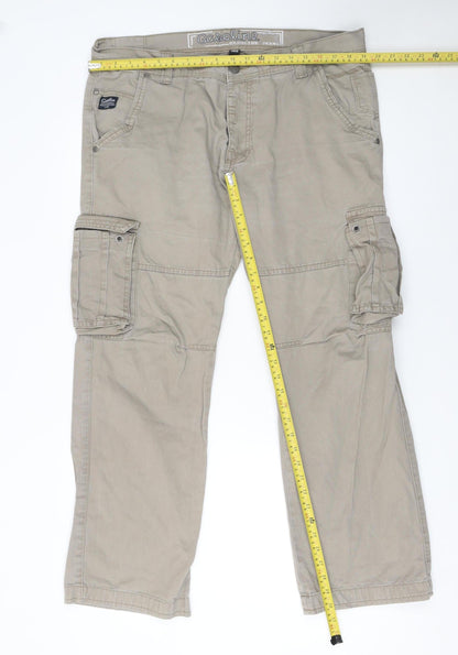 Mens UK Size L Gasoline Originals Regular Fit Cargo Beige Trousers