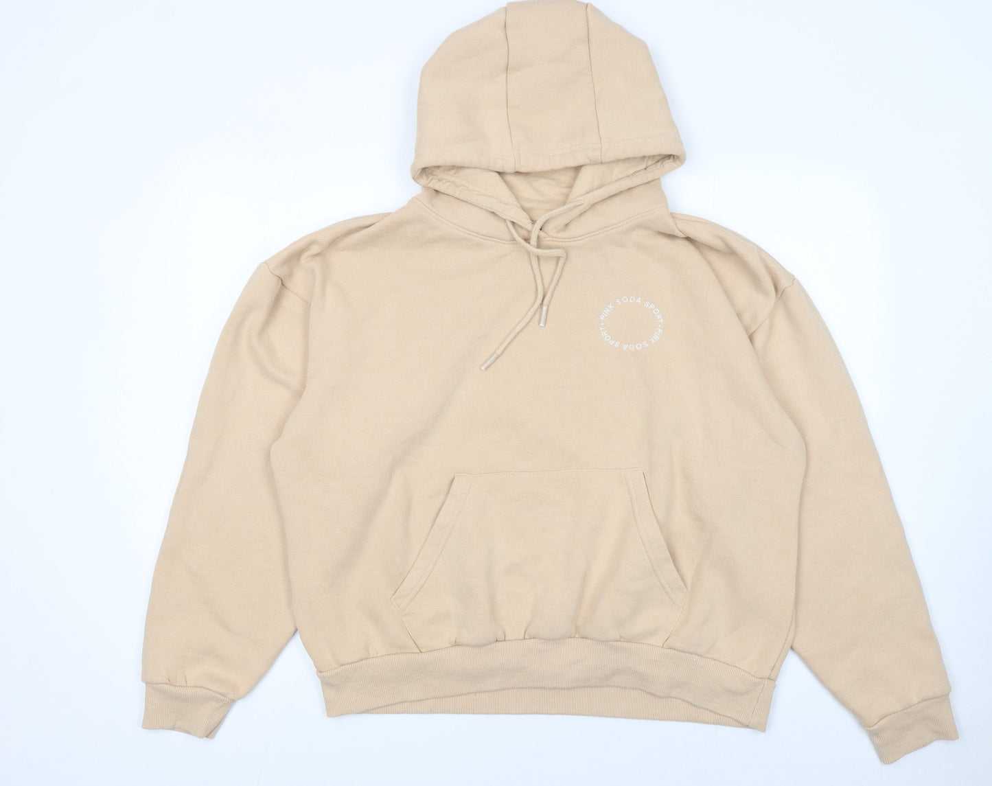 Womens UK Size 14 Pink Soda Sport Beige Pullover Hoodie