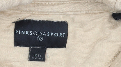 Womens UK Size 14 Pink Soda Sport Beige Pullover Hoodie
