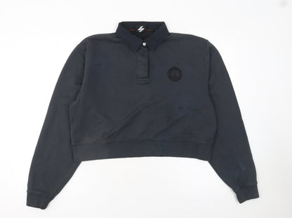 Womens UK Size 10 Superdry Black Henley Sweatshirt