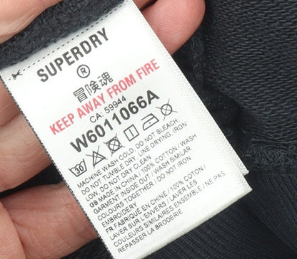 Womens UK Size 10 Superdry Black Henley Sweatshirt