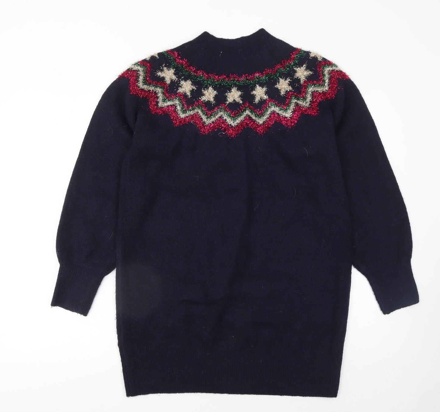 Tu Women’s Blue Fair Isle Glitter Christmas Pullover Jumper Size 10