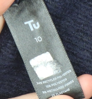 Tu Women’s Blue Fair Isle Glitter Christmas Pullover Jumper Size 10