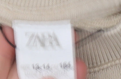 ZARA Girls Beige USA Graphic Pullover Sweatshirt 13-14 Years