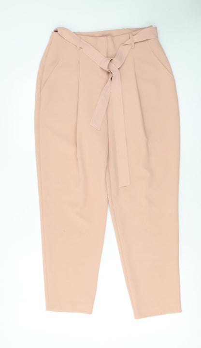Womens UK Size 8 New Look Regular Fit Paperbag Beige Trousers