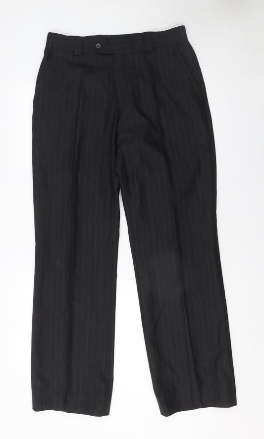 Mens UK Size 38 Remus Uomo Regular Fit Dress Pants Black Trousers