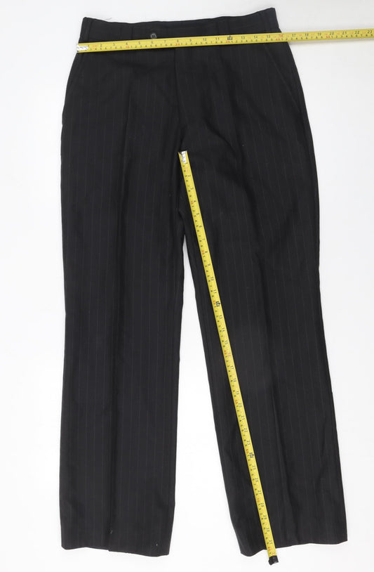 Mens UK Size 38 Remus Uomo Regular Fit Dress Pants Black Trousers