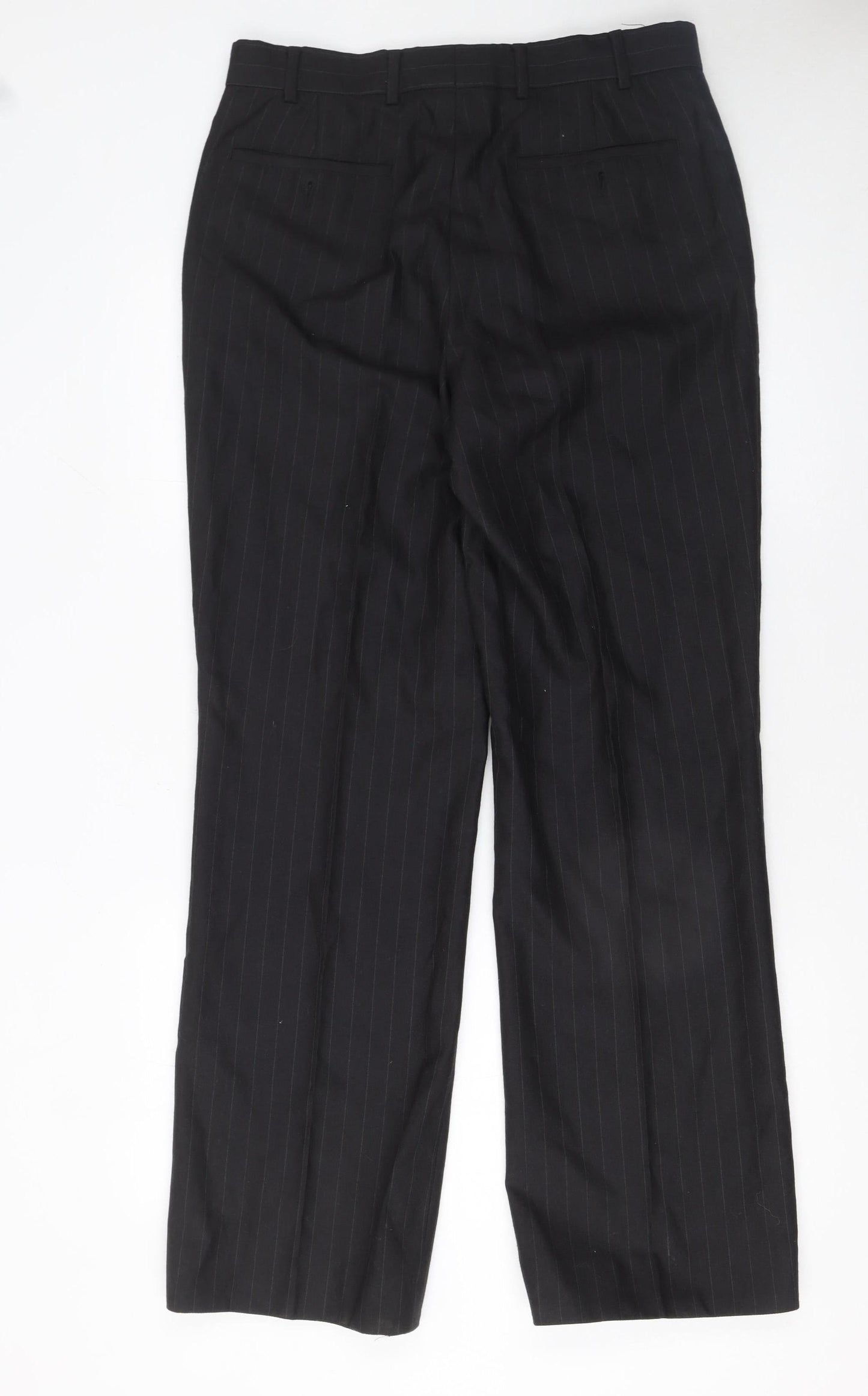 Mens UK Size 38 Remus Uomo Regular Fit Dress Pants Black Trousers