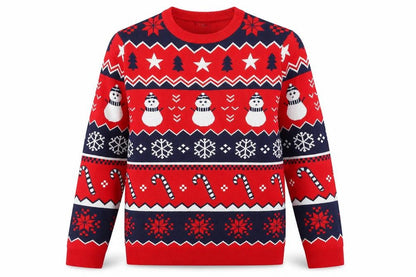ESMARA Men Red Christmas Knit Jumper Snowman Pattern Size M