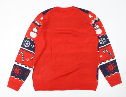 Mens UK Size M ESMARA Red Pullover Jumper