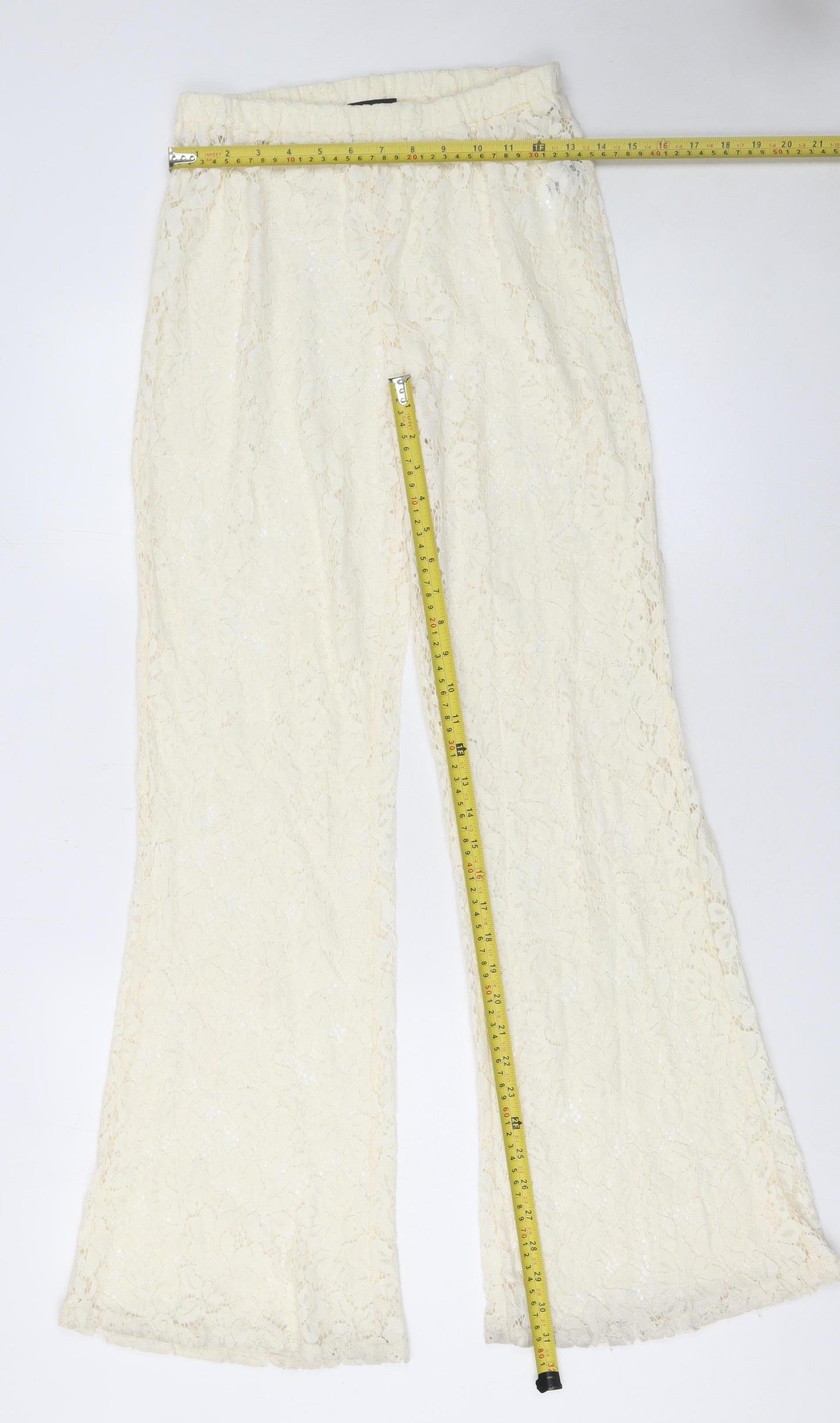 Womens UK Size 8 PRETTYLITTLETHING Regular Fit Casual Party/Cocktail Ivory Trous