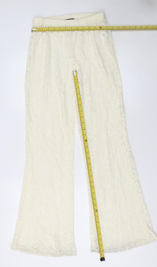 Womens UK Size 8 PRETTYLITTLETHING Regular Fit Casual Party/Cocktail Ivory Trous