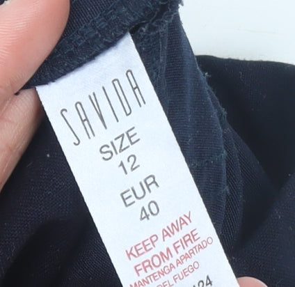 Womens UK Size 12 Savida Regular Fit Cropped Blue Trousers