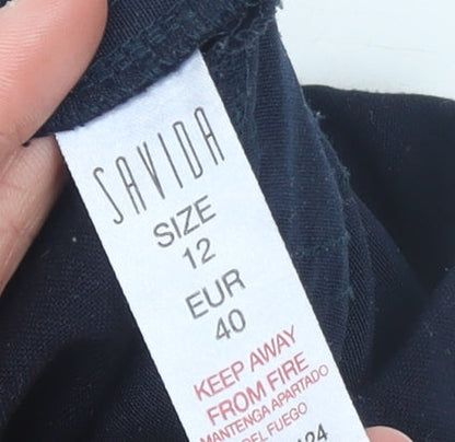 Womens UK Size 12 Savida Regular Fit Cropped Blue Trousers