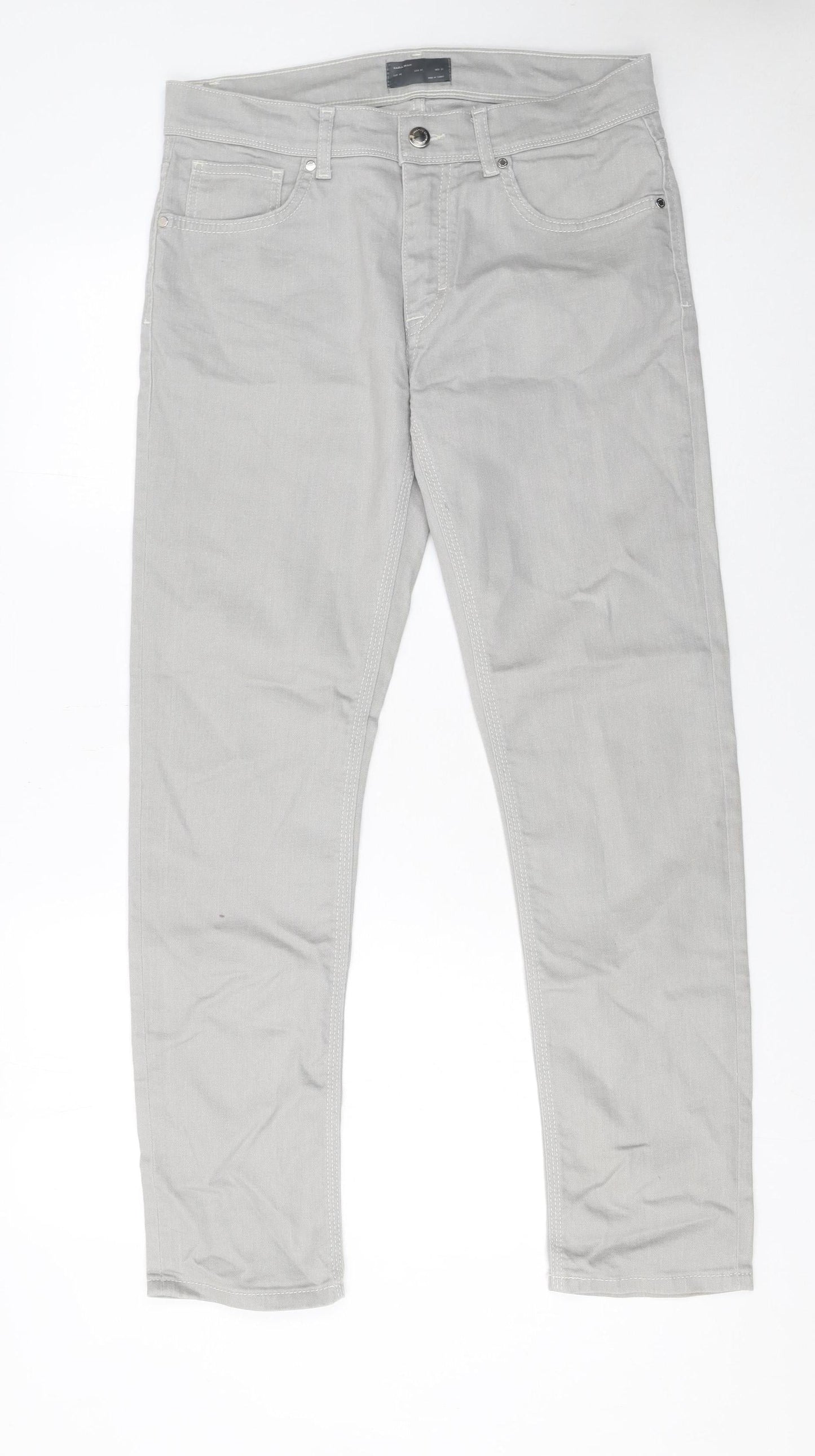 Mens UK Size M Zara Man Slim Fit Straight Grey Jeans