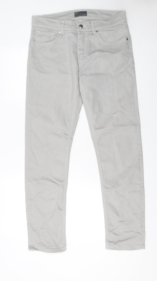 Mens UK Size M Zara Man Slim Fit Straight Grey Jeans
