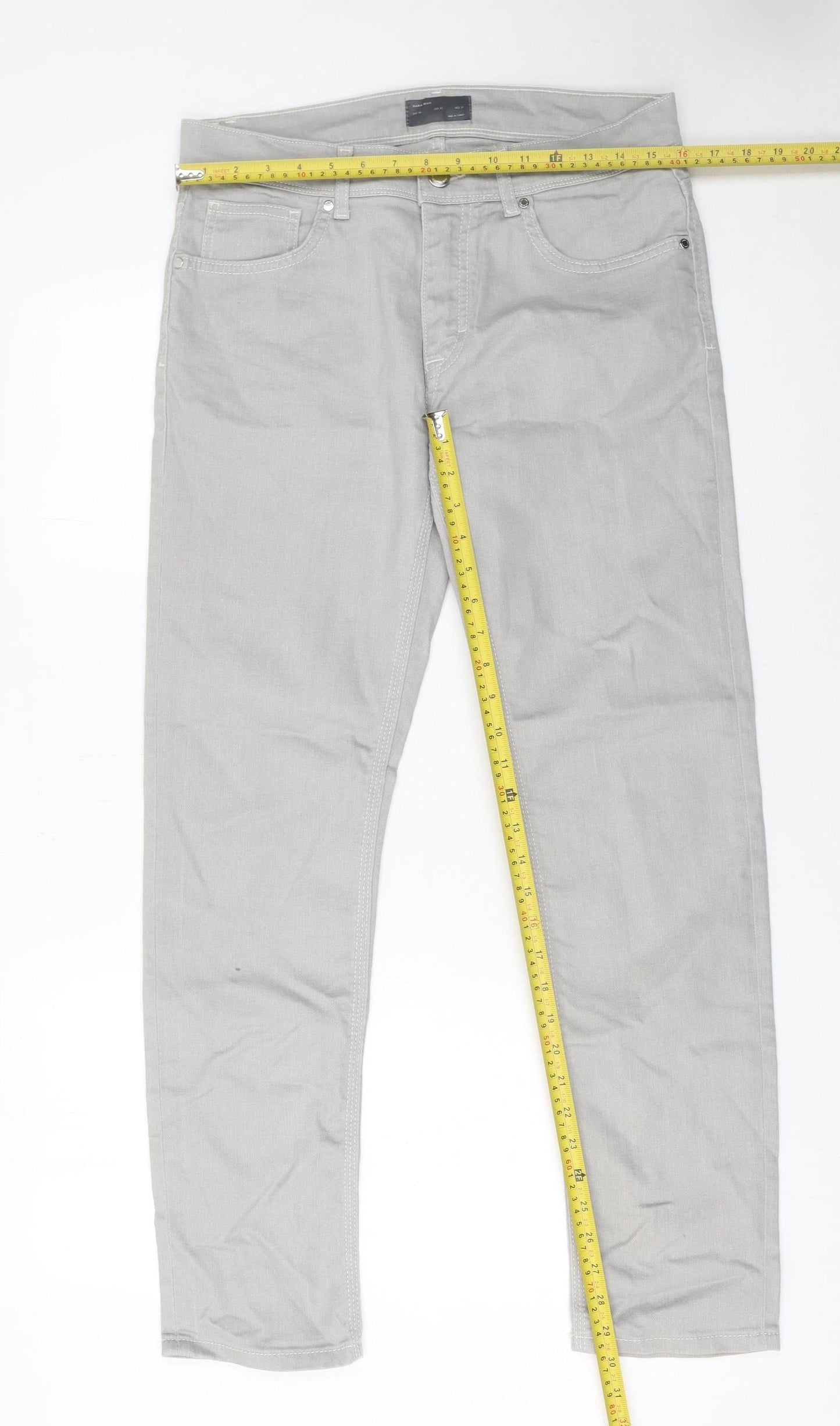 Mens UK Size M Zara Man Slim Fit Straight Grey Jeans