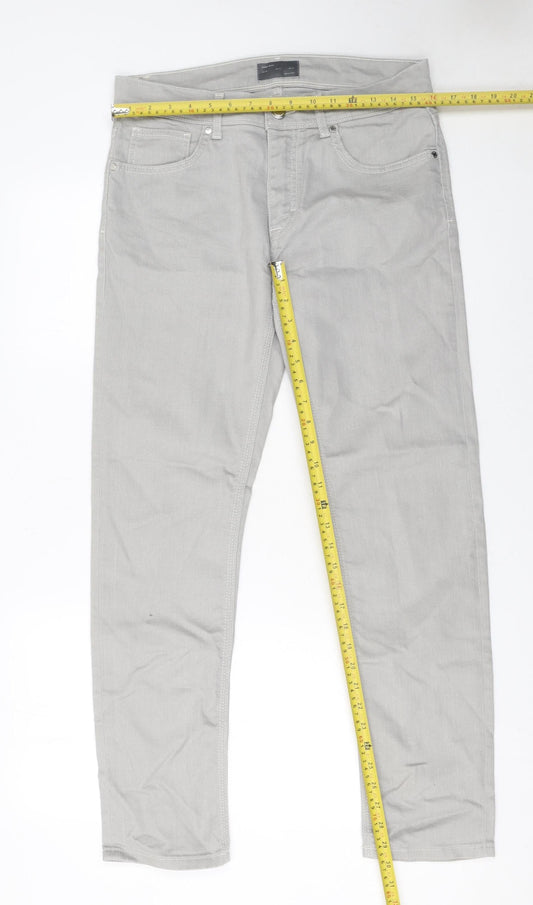 Mens UK Size M Zara Man Slim Fit Straight Grey Jeans