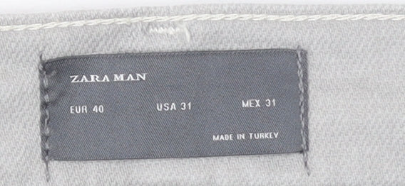 Mens UK Size M Zara Man Slim Fit Straight Grey Jeans
