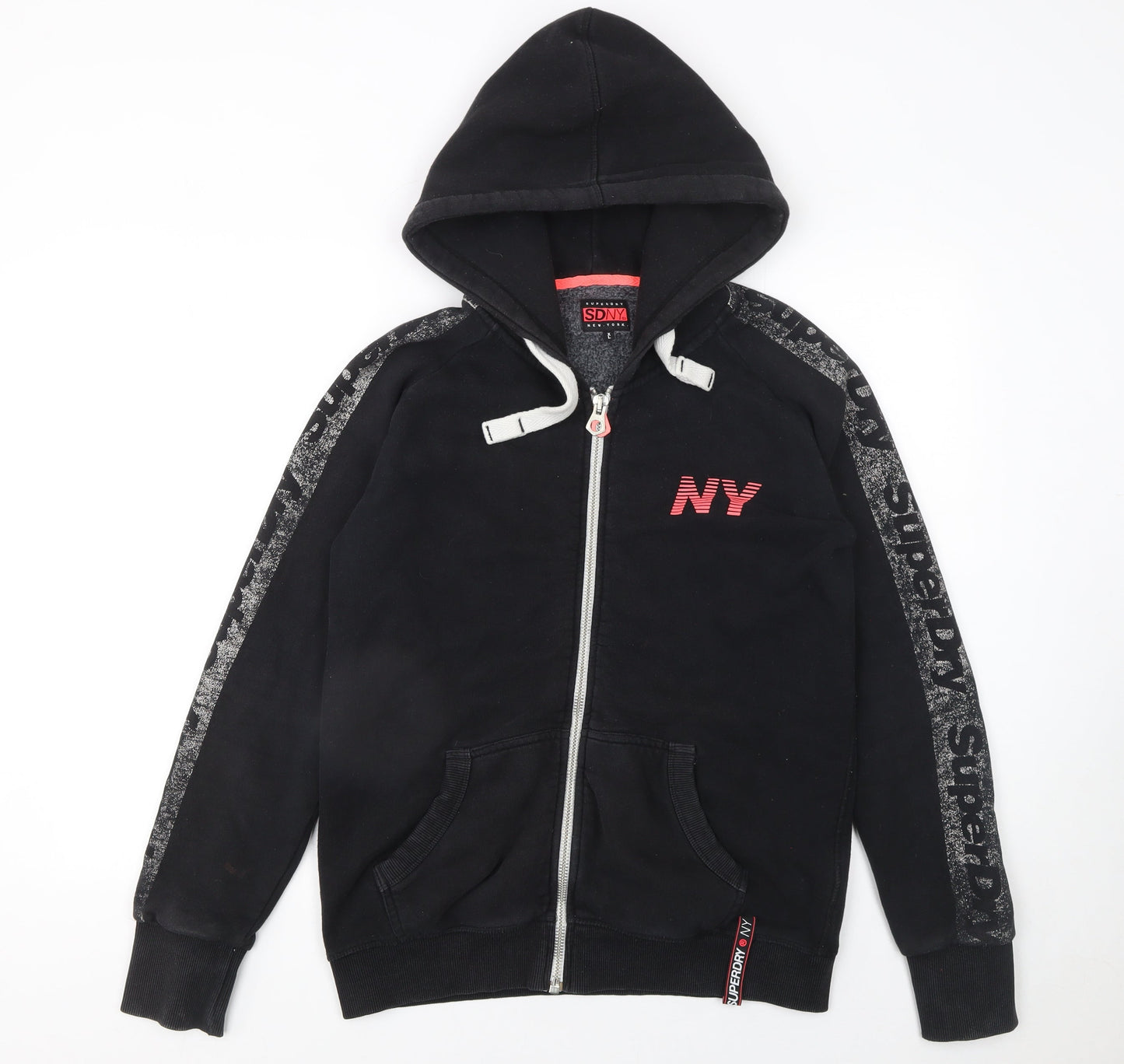Womens UK Size XL Superdry Black Full Zip Hoodie