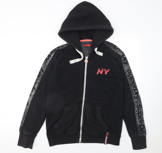 Womens UK Size XL Superdry Black Full Zip Hoodie