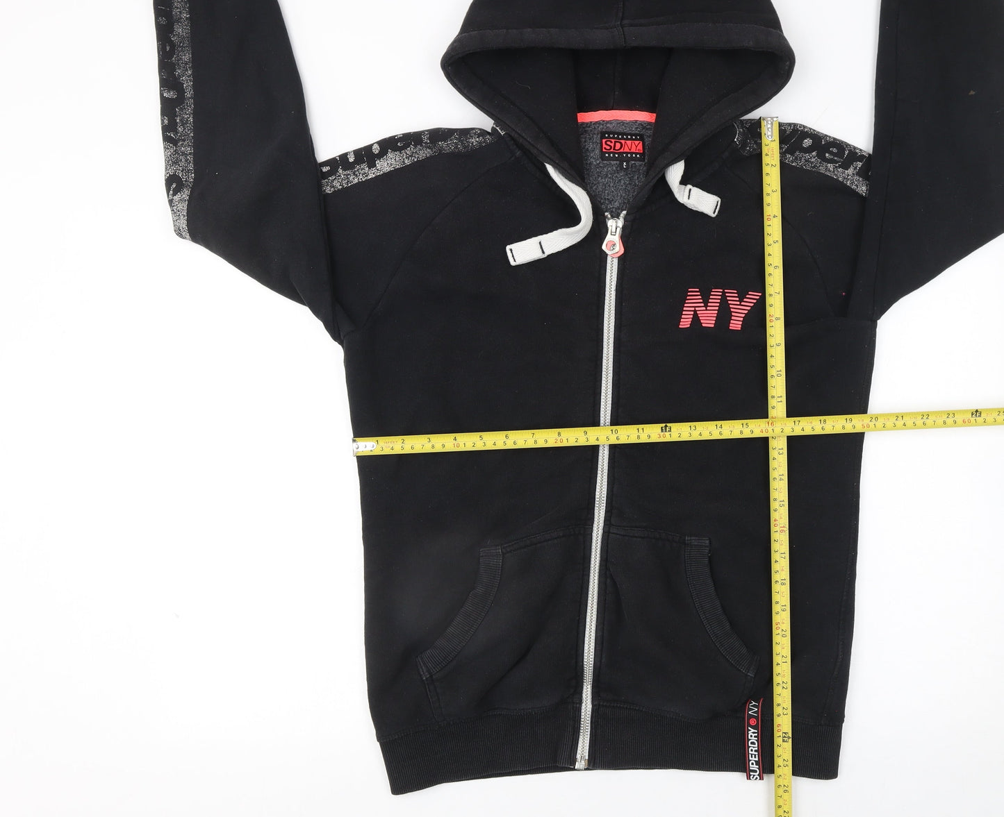 Womens UK Size XL Superdry Black Full Zip Hoodie