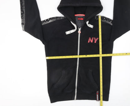Womens UK Size XL Superdry Black Full Zip Hoodie