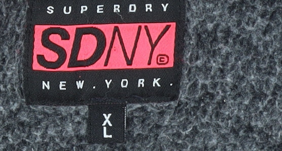 Womens UK Size XL Superdry Black Full Zip Hoodie