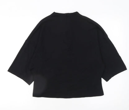 Womens UK Size 8 Mango Black Basic Blouse