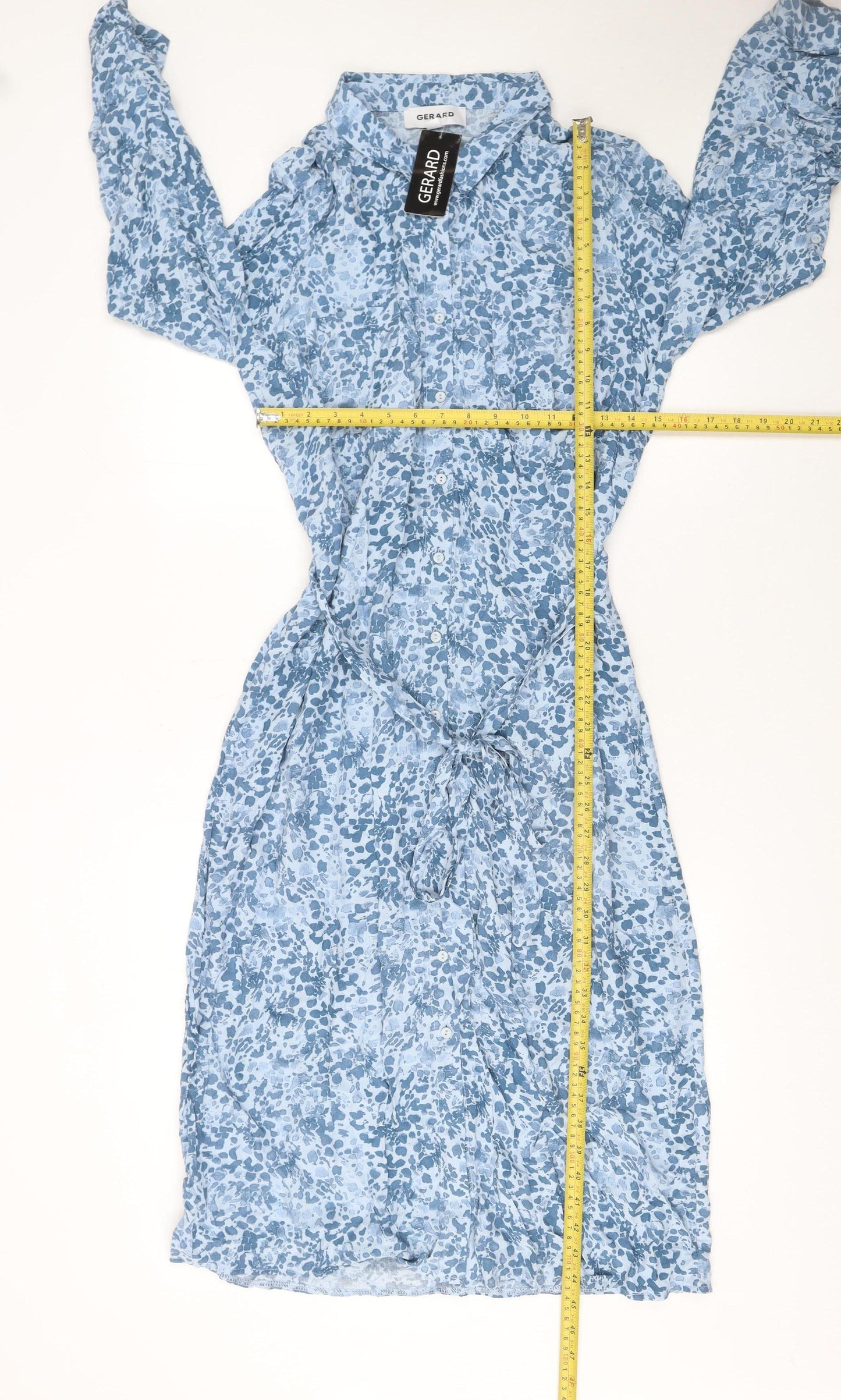 Gerard Womens Blue Floral Shirt Dress Size 16 Lightweight Viscose
