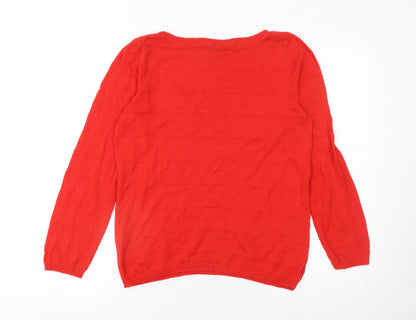 Womens UK Size M United Colors of Benetton Red Pullover Jumper