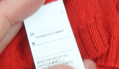 Womens UK Size M United Colors of Benetton Red Pullover Jumper