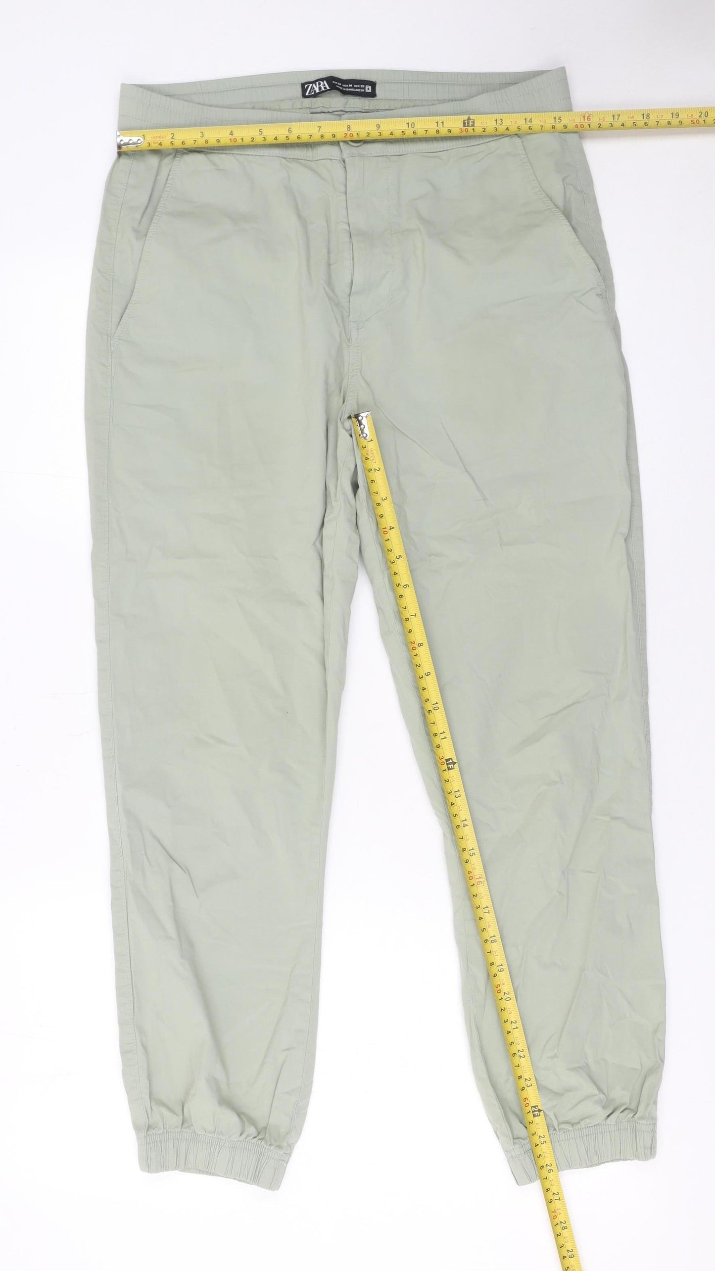 Womens UK Size M Zara Regular Fit Jogger Green Trousers