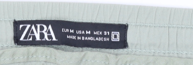 Womens UK Size M Zara Regular Fit Jogger Green Trousers