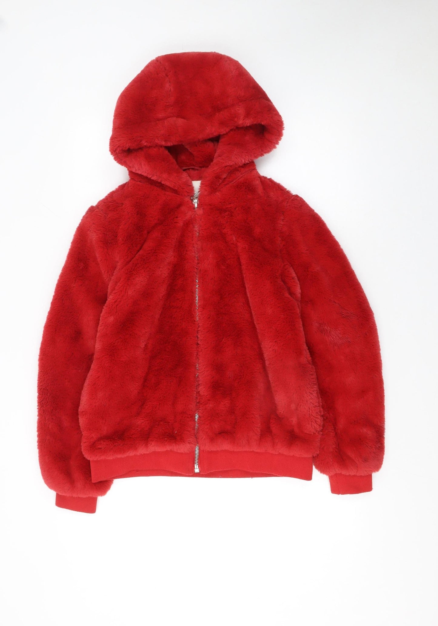 Womens UK Size 8 Broken Standard Red Full Zip Hoodie
