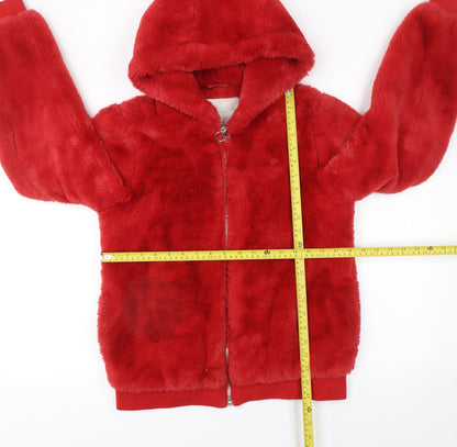 Womens UK Size 8 Broken Standard Red Full Zip Hoodie