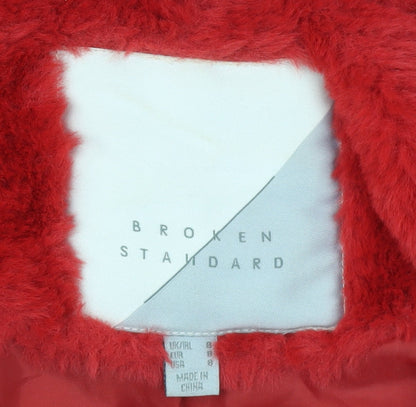 Womens UK Size 8 Broken Standard Red Full Zip Hoodie