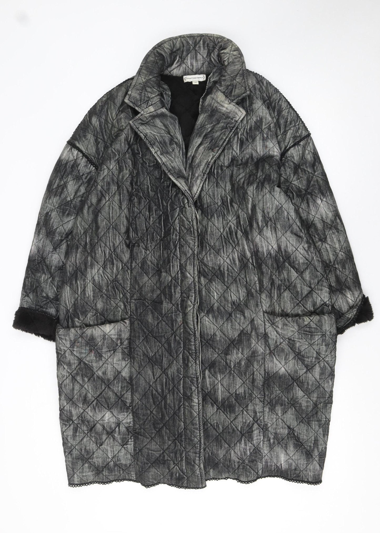 Womens UK Size XS Conditions Apply Grey Quilted Coat