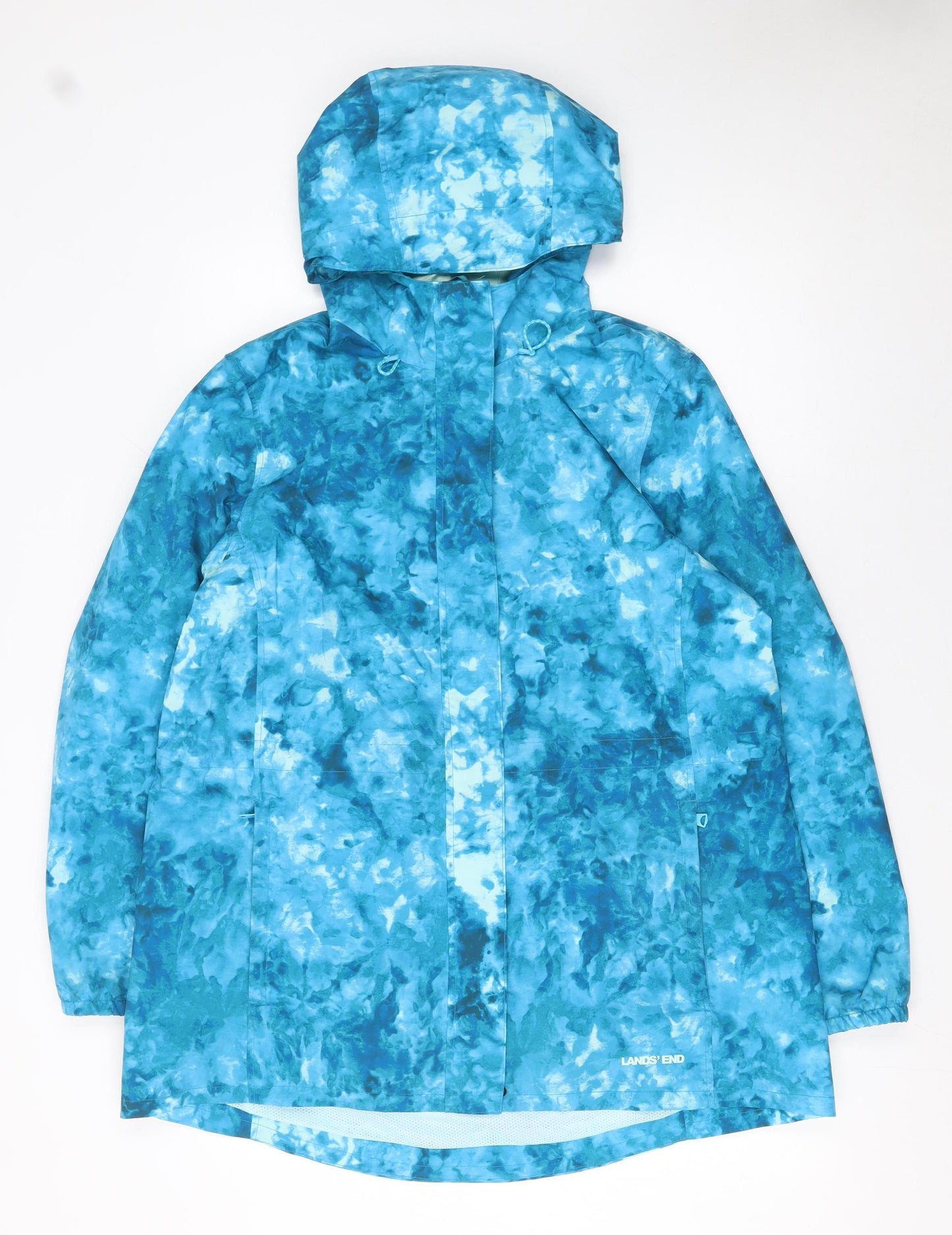 Womens UK Size 12 Lands' End Blue Rain Coat