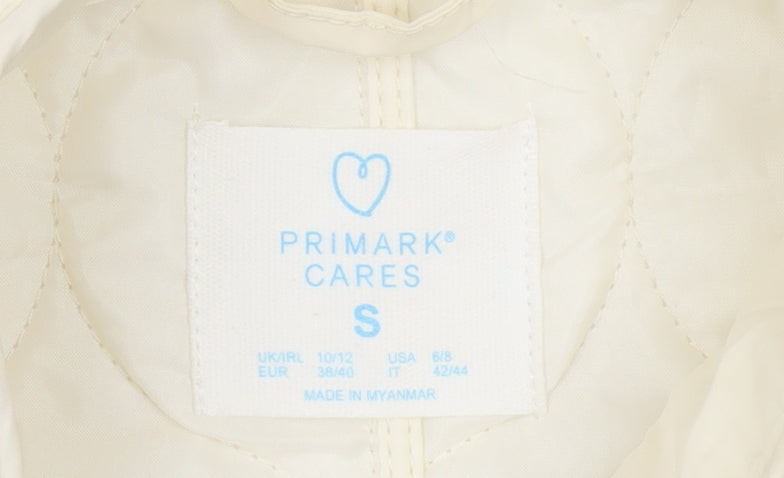 Womens UK Size S Primark Ivory Quilted Coat