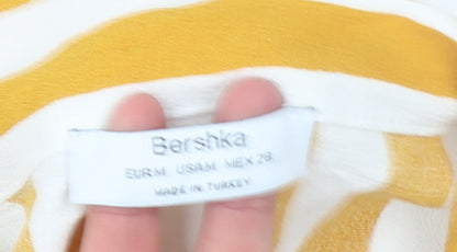 Womens UK Size M Bershka Yellow Basic Button-Up